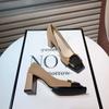 Sapatos de Salto Alto com Fivela Dourada e Bico Quadrado para Mulheres Primavera 2025 Sapatos de Salto Grosso de Um Só Tom Estilo Coreano Elegante Sapatos de Salto Alto com Bico Quadrado Baixo