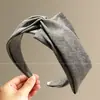 Diadema de corona alta estilo coreano, diadema de borde ancho, diadema para lavarse la cara con dientes, accesorio para el cabello de tela a cuadros de alta gama