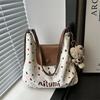 Bolso de Moda para Mujer 2024 Nuevo Otoño e Invierno Vintage Gran Capacidad Hombro Viajero Lunares Moderno Hombro Combinable Bolso Tote