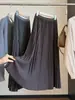 Saia Midi Plissada de Cintura Alta Estilo Coreano Nova Outono/Inverno para Mulheres, Fluida, Emagrecedora, Versátil, Linha A, Barra Larga