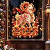 2027 Ano do Carneiro Adesivo Decorativo de Janela Feliz Ano Novo Rússia Adesivo Estático de Fixação Chama Vermelha Adesivo de Vidro do Zodíaco Atacado