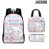 Mochila escolar con diseño de perro canela y orejas grandes de Sanrio, bolsa para el almuerzo para niños, estuche para lápices, juego de tres piezas