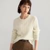 [100% Lã] Moda Casual para Início do Outono Suéter de Trança com Miçangas Gola Redonda Cardigã de Tricô Feminino para Mulheres