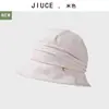 Novo Chapéu de Pescador de Algodão e Linho Estilo Japonês para Mulheres, Estilo de Designer de Nicho, Chapéu Bucket Simples de Cor Sólida para Proteção Solar, Chapéu de Sol Coreano