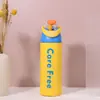 Nueva taza térmica deportiva con tapa abatible, diseño de doble sorbo, botella de agua térmica portátil para coche, taza de agua portátil grande para llevar
