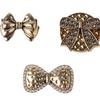 Accesorios de joyería con forma de lazo de la serie de oro antiguo, bolsos de joyería hechos a mano, hebilla de diamante, material de aleación, venta al por mayor