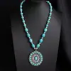 Collar turquesa transfronterizo europeo y americano, cadena para la clavícula multicapa de estilo étnico bohemio, cadena de suéter de cuentas de colores