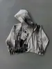 Top Harajuku Dark Cross Y2K Rasgado com Zíper Unissex Cardigã com Capuz Hoodie Estilo Novo Europeu Americano