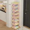 Zapatero duradero para almacenamiento en la entrada, estante de zapatos resistente de múltiples capas, de color arcoíris, pequeño y estrecho, adecuado para dormitorios, diseño atractivo