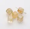 Cuentas cúbicas de cuarzo rutilado dorado natural, cuentas lisas de cristal dorado para pulseras y joyería DIY al por mayor