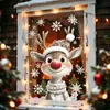 Adhesivos navideños transfronterizos con varios diseños de renos navideños y copos de nieve, adecuados para decorar ventanas, puertas de cristal y hogares; Calcomanías de ventana electrostáticas
