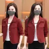 Jaqueta laranja feminina petite 2026 nova casual versátil gola de lapela slim fit estilo coreano elegante blusa top