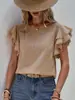 Camisa Casual de Verano Suelta con Cuello Redondo y Mangas de Murciélago con Volantes de Manga Corta para Mujer - Amazon Europeo y Americano 2026