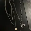 Collar de cruz multicapa hip hop belleza vintage cadena para clavícula cadena para suéter accesorios personalidad genial guapo colgante hipster