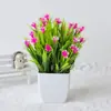 O Mais Vendido da Amazon Cruzamento Flor Artificial Bonsai Vaso de Corda de Cânhamo Desktop Grama de Primavera Flor de Painço
