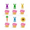 Decoración de pastel de Pascua creativa colorida con conejo y zanahoria, inserción de tarjeta, tarjeta grande de Pascua, suministros para pastel, transfronterizos