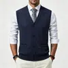Chaleco de punto sin mangas para hombre con terciopelo grueso, cálido, para mediana edad y ancianos, abuelo, otoño e invierno, chaleco de punto sin mangas para papá