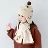 Touca de Tricô Infantil, Conjunto de Duas Peças com Chapéu e Cachecol, Estilo Outono e Inverno para Meninas, Touca de Lã Grossa e Quente, Fofa e Super Fofa para Meninos
