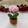 Liquidação Final de Produtos Acabados Girassol Rosa Girassol Tulipa Crochê Feito à Mão Fio Planta em Vaso Enfeites Atacado