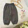 ¡100% algodón! Pantalones tipo linterna finos para bebés niñas, pantalones de gasa de algodón de verano anti-mosquitos para niños, pantalones de aire acondicionado para niños y niñas, pantalones de verano