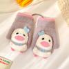 Guantes cálidos de invierno para niños y niñas, bonitos y gruesos, de lana de cordero, para el cuello y los dedos.