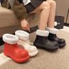 Botas de Chuva Femininas Acolchoadas de Algodão para o Inverno, Botas de Chuva Quentes, Sapatos Impermeáveis e Antiderrapantes com Biqueira Larga, Sapatos Aquáticos para Mulheres Famosas da Internet com Veludo para Dias Chuvosos para Usar ao Ar Livre