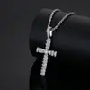 Pingente Personalizado de Hip-Hop, Unissex, Design Criativo em Camadas, Colar com Pingente de Cruz de Cobre Eletrodepositado com Zircônia