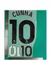 Kit de Visitante Manchester United 24-25 Versión para Adultos Grado B Número 10 Cunha Pegatina de Transferencia Térmica para Número y Letra