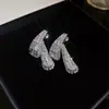 Brincos de Flor de Zircônia com Pérola Agulha de Prata Minimalistas Modernos Versáteis Elegantes Leve Luxo Brincos de Alta Qualidade Atacado