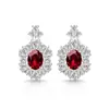 Brilho ao vivo venda quente brincos de imitação de gema colorida prata S925 brincos de tarraxa cor de ovo de pombo brincos de imitação de luxo formato de ovo Moissanite joias