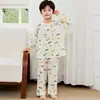 [100% Algodão] Conjunto Dividido para Bebê Verão 100% Algodão Pijama Fino de Manga Longa Roupa para Casa com Ar Condicionado Infantil