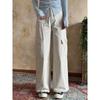 Jeans cargo de cintura alta color albaricoque estilo americano para mujer, primavera/verano 2025, nuevos, corte slim, holgados, de pierna recta, pierna ancha