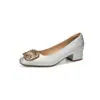 Retro Francés con Zapatos Qipao para Mujer 2026 Nuevo Tacón Grueso Punta Cuadrada Boca Baja Tacones Altos Nuevo Estilo Chino Tendencia Nacional Banquete de Bodas Zapatos de Salón