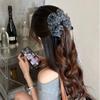 Clip de Banana de Malla con Estampado de Leopardo Nube Burbuja para Mujer Otoño e Invierno Clip Vertical de Lazo de Cinta Retro Clip para Cola de Caballo Pasador Tocado