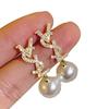 Pendientes de clip de perla con letras, sin orejas, ligeros, de lujo, de alta calidad, populares y elegantes, estilo Chanel, pendientes de celebridades en línea para mujeres.