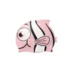 Touca de Natação Infantil de Silicone em Formato de Peixe, Touca de Natação Impermeável Fofa de Desenho Animado com Proteção para Ouvidos, Touca de Natação para Treinamento de Estudantes, Touca de Natação Estampada