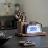 Conjunto de Porta-Copos de Madeira para Cerimônia do Chá Madeira de Nogueira Porta-Copos de Chá Kung Fu Café com Função de Suporte para Celular Conjunto de Porta-Copos