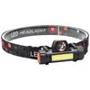 Linterna frontal con cabeza magnética transfronteriza, iluminación montada en la cabeza, luz fuerte, estilo camping, montañismo, carga USB, haz lejano y cercano, Cob, linterna frontal para pesca nocturna