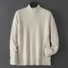 Suéter Baicai Rong Otoño/Invierno Nuevo 100% Lana Pura Engrosado Cuello Medio Alto Punto Grueso Ropa de Punto Simple de Negocios