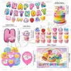 Set de Decoración para Fiesta de Cumpleaños Squishy en Stock: Banner, Adorno para Pastel, Globos, Tela de Fondo