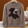 Suéter de Punto Nuevo Otoño/Invierno 2026 Lana Pura Cuello Redondo Manga Larga Patrón de Oso Suéter de Lana para Bebé Ropa para Niños