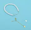 Cadena de Extensión de Plata de Ley S925 Forma de Y Deslizante Ajustable Cadena de Cola de Corazón Collar de Perlas Pulsera Material de Accesorios DIY