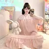 Camisón de Gasa para Mujer, Estilo Verano con Copas, Encaje Dulce Estilo Princesa de Manga Corta, Talla Grande Holgado Ropa de Casa
