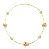 Nuevo Collar de Trébol de la Suerte para Mujer Moda Francesa Trabajadora de Oficina Sentido de Alta Gama Tamaño Diamante Cadena de Collar de Flor en la Clavícula