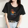 Popular camiseta de manga corta de verano para mujer de Lightning Warehouse, estilo coreano, estampado de flores de margarita, camiseta básica casual blanca de talla grande, top para mujer