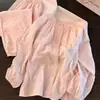 Elegante pijama de mujer para primavera y otoño, algodón nube de manga larga, estampado floral rosa dulce, conjunto de ropa de casa estilo princesa coqueta
