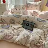 Conjunto de Cuatro Piezas de Leche Polar A-Class Fresco y Lindo para Bebés y Niños, Funda de Edredón Individual Espesa Cálida de Invierno, Conjunto de Tres Piezas para Dormitorio de Estudiantes
