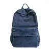 Mochila jeans vintage lavada com design de rebites, bolsa de ombro versátil para estudantes universitários, adequada para a aula e o trajeto