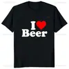 Transfronteiriço Aliexpress Lançamento I Love Beer Batimento Cardíaco Estampa Gráfica de Cerveja Camiseta Moda Casual Solta Harajuku