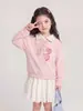 Sudadera para niña 2026 otoño nuevo estilo infantil caricatura solapa top atuendo de otoño para niños mayores moderno casual pullover
